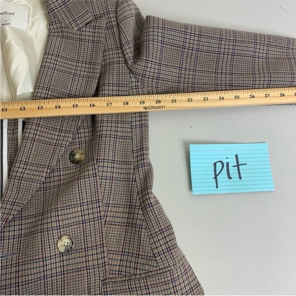 Aritzia Wilfred Margaux Academia Plaid Check Double Breasted Blazer Size 2 - Picture 9 of 10